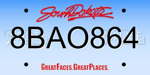 8BAO864 South Dakota License Plate