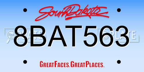 8BAT563 South Dakota License Plate
