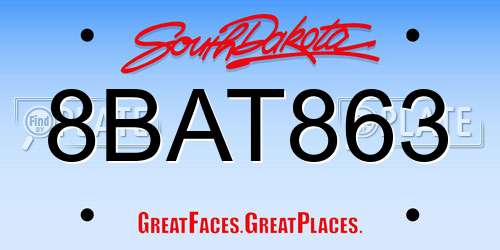 8BAT863 South Dakota License Plate