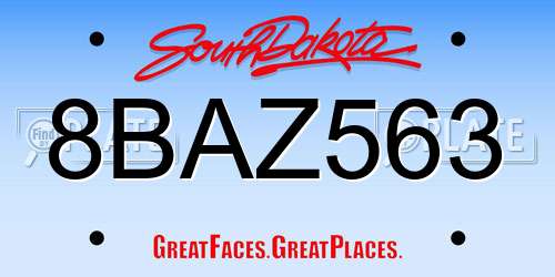 8BAZ563 South Dakota License Plate