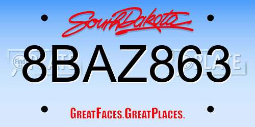 8BAZ863 South Dakota License Plate