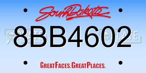 8BB4602 South Dakota License Plate