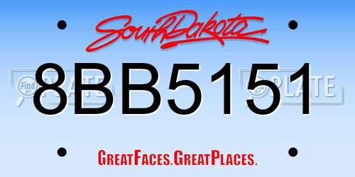 8BB5151 South Dakota License Plate