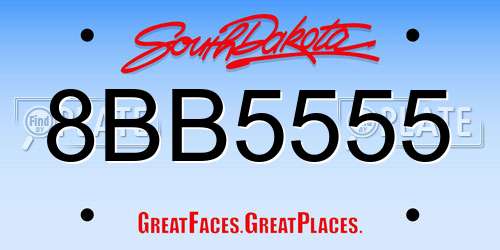 8BB5555 South Dakota License Plate