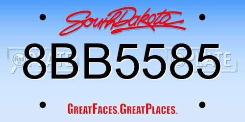 8BB5585 South Dakota License Plate
