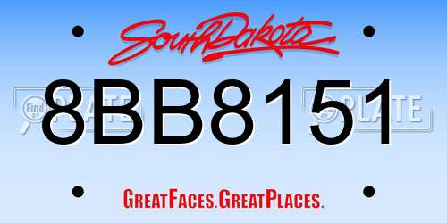 8BB8151 South Dakota License Plate