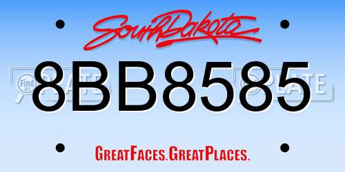 8BB8585 South Dakota License Plate