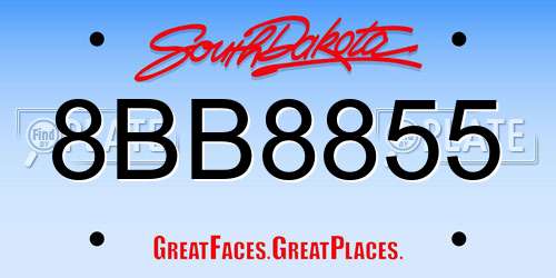 8BB8855 South Dakota License Plate