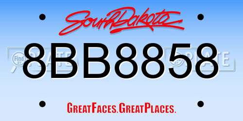 8BB8858 South Dakota License Plate