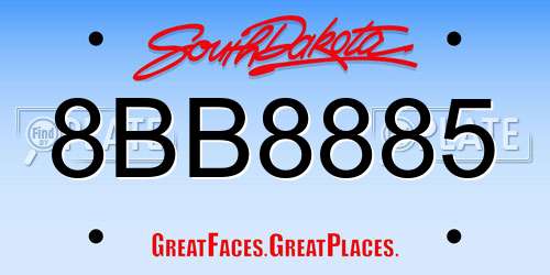 8BB8885 South Dakota License Plate