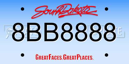 8BB8888 South Dakota License Plate