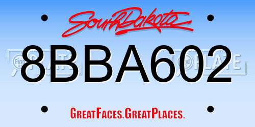 8BBA602 South Dakota License Plate