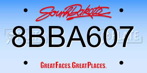 8BBA607 South Dakota License Plate