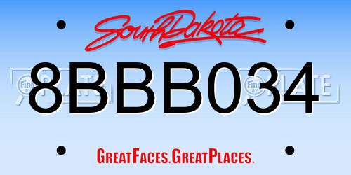 8BBB034 South Dakota License Plate