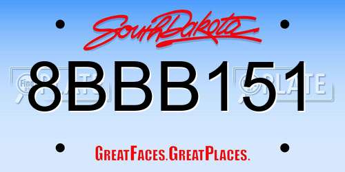 8BBB151 South Dakota License Plate