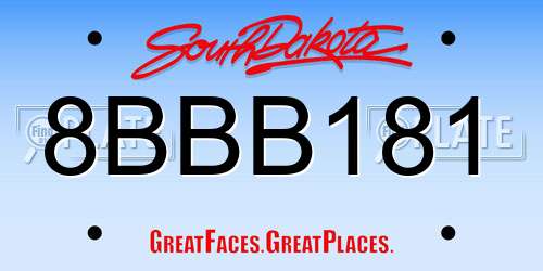 8BBB181 South Dakota License Plate