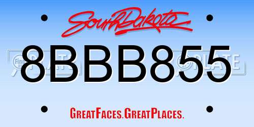 8BBB855 South Dakota License Plate