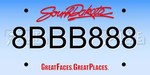 8BBB888 South Dakota License Plate