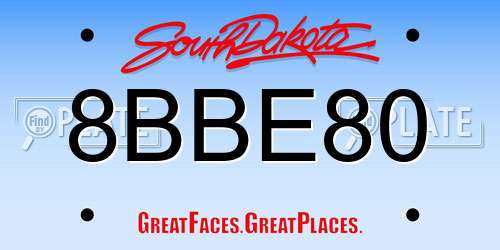 8BBE80 South Dakota License Plate