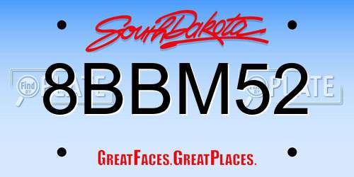 8BBM52 South Dakota License Plate