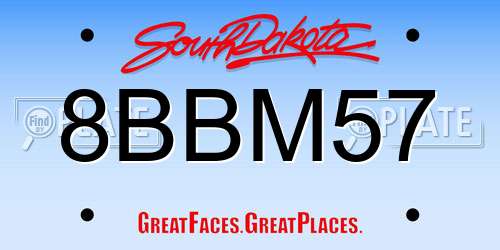 8BBM57 South Dakota License Plate