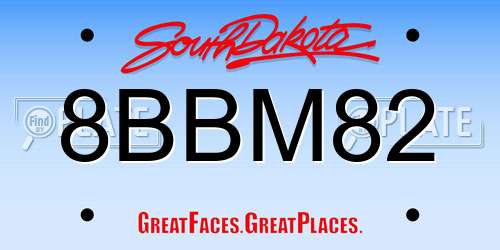 8BBM82 South Dakota License Plate