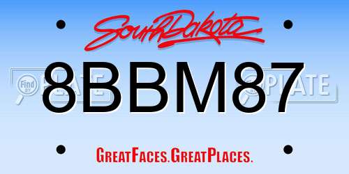 8BBM87 South Dakota License Plate
