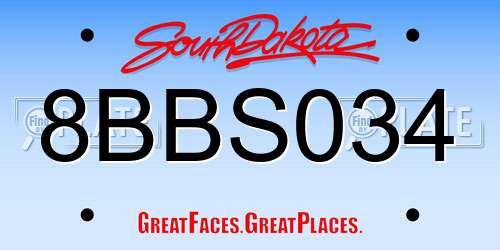 8BBS034 South Dakota License Plate