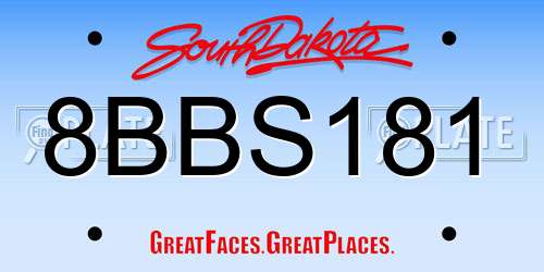 8BBS181 South Dakota License Plate