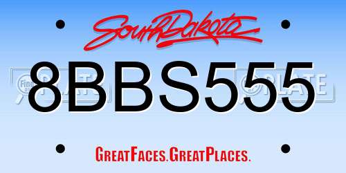 8BBS555 South Dakota License Plate