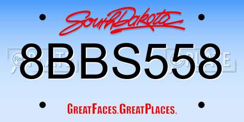 8BBS558 South Dakota License Plate