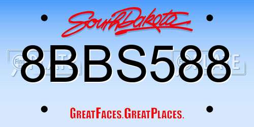 8BBS588 South Dakota License Plate