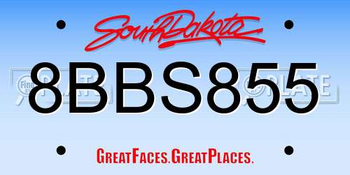 8BBS855 South Dakota License Plate