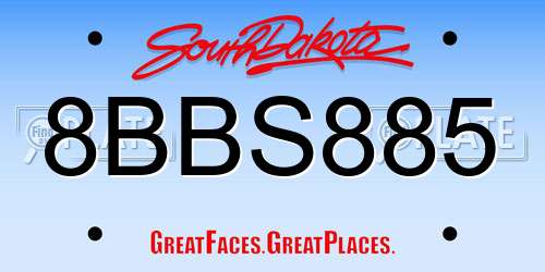 8BBS885 South Dakota License Plate