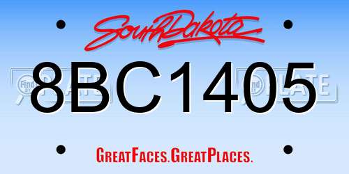 8BC1405 South Dakota License Plate