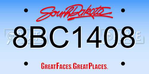 8BC1408 South Dakota License Plate
