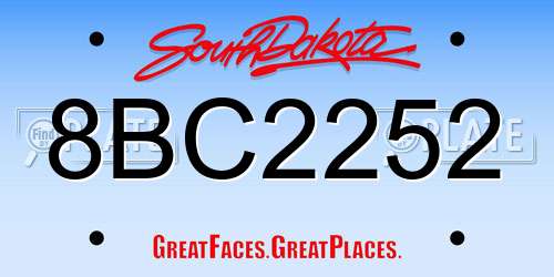 8BC2252 South Dakota License Plate