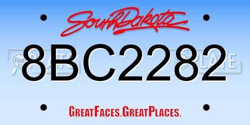 8BC2282 South Dakota License Plate