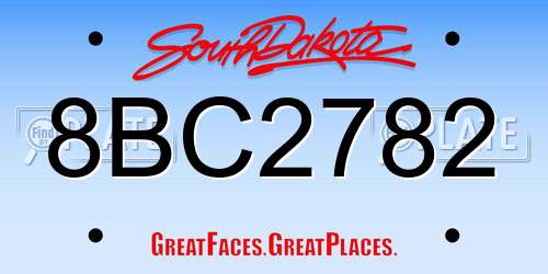 8BC2782 South Dakota License Plate
