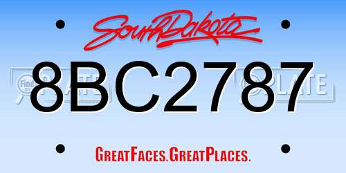 8BC2787 South Dakota License Plate