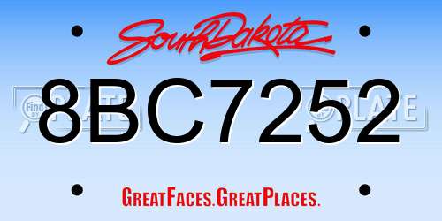 8BC7252 South Dakota License Plate