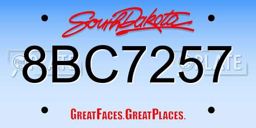 8BC7257 South Dakota License Plate