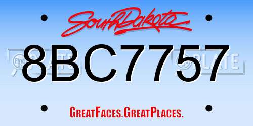 8BC7757 South Dakota License Plate