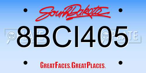 8BCI405 South Dakota License Plate