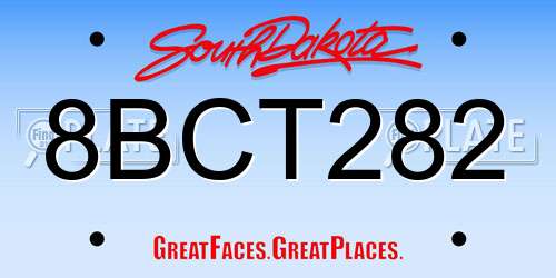 8BCT282 South Dakota License Plate