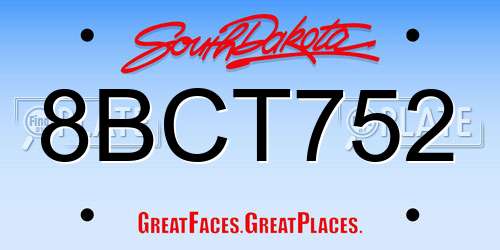 8BCT752 South Dakota License Plate