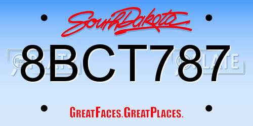 8BCT787 South Dakota License Plate