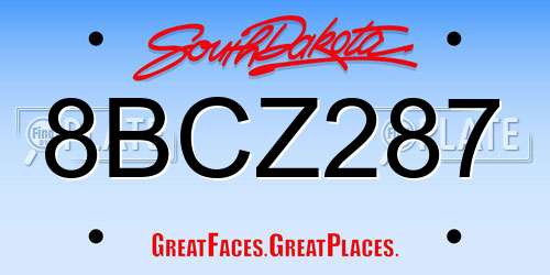 8BCZ287 South Dakota License Plate