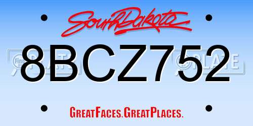 8BCZ752 South Dakota License Plate
