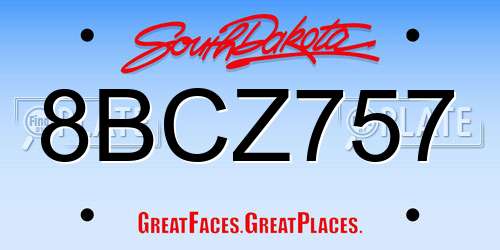 8BCZ757 South Dakota License Plate